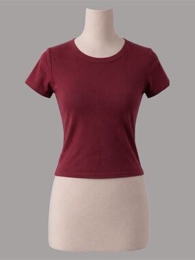 Brandy Melville Burgundy Baby Tee Fitted Basic Top